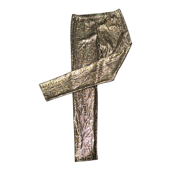 MNG by Mango Snake Print Metallic Leggings Y2K Statement Pants Size Small NWOT - Picture 2 of 5